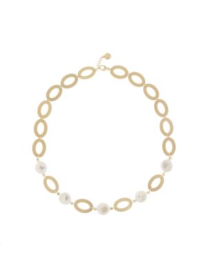 Collana Perle Vintage Ovali spazzolati Donna Aquaforte