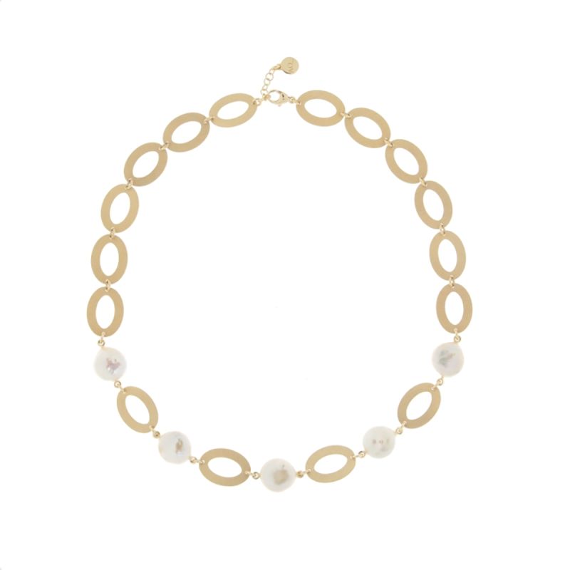 Collana Perle Vintage Ovali spazzolati Donna Aquaforte Collana Perle Vintage Ovali spazzolati Donna Aquaforte