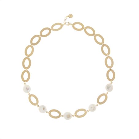 Collana Perle Vintage Ovali spazzolati Donna Aquaforte