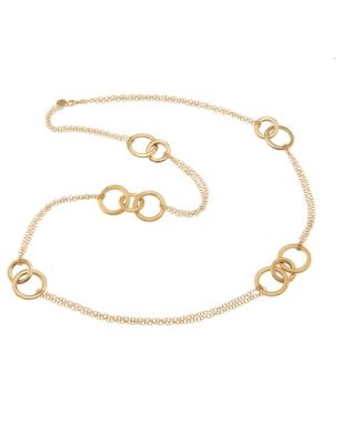 Collana Lunga Cerchi Vintage con Elementi Canna Oliva Aquaforte