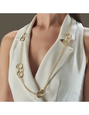 Collana Lunga Cerchi Vintage con Elementi Canna Oliva Aquaforte