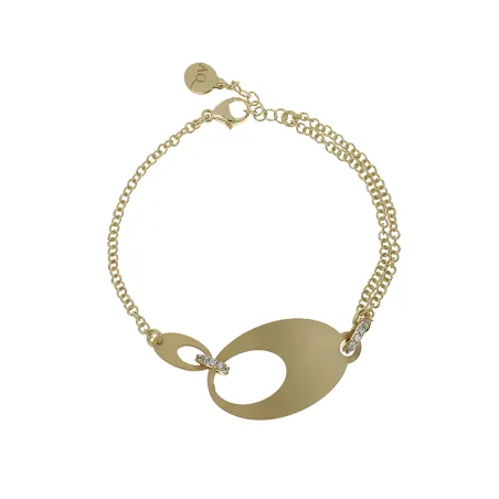 Bracciale Retrò con Elementi Ovali e Rondelle in Pavè Aquaforte
