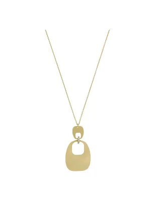 Collana Doppio Pendente a Trapezio e Rondella Pavé Aquaforte