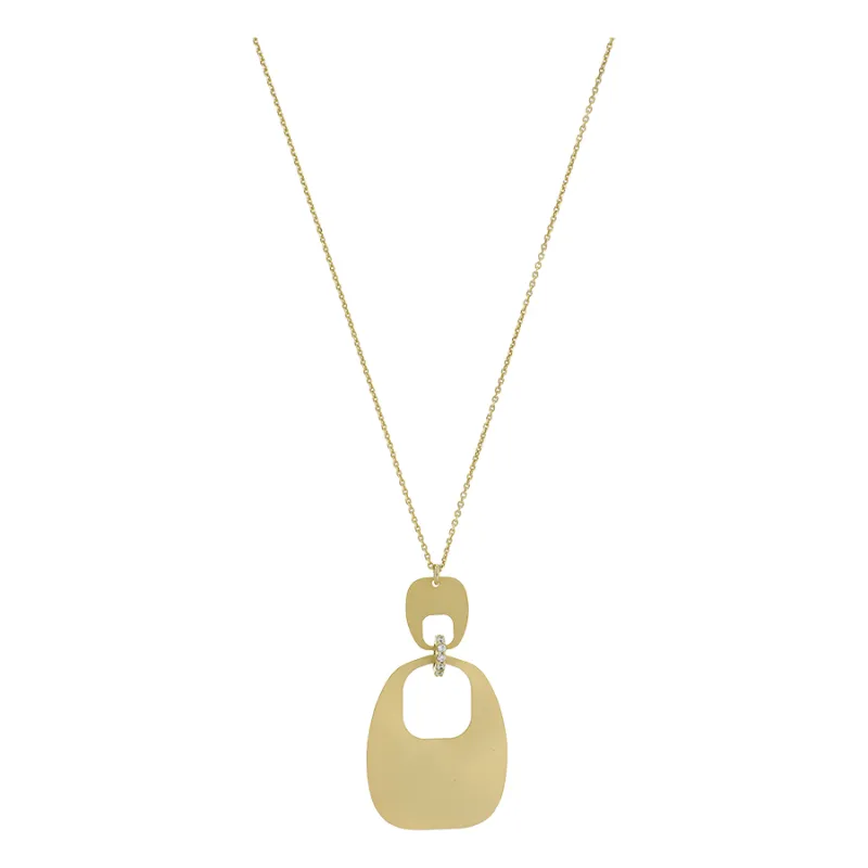 Collana Doppio Pendente a Trapezio e Rondella Pavé Aquaforte Collana Doppio Pendente a Trapezio e Rondella Pavé Aquaforte