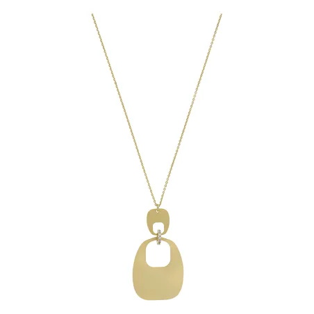 Collana Doppio Pendente a Trapezio e Rondella Pavé Aquaforte