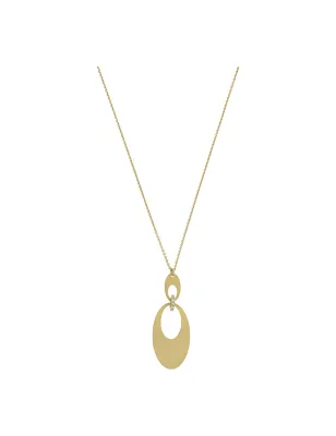 Collana Doppio Pendente Ovale e Rondella Pavè Donna Aquaforte