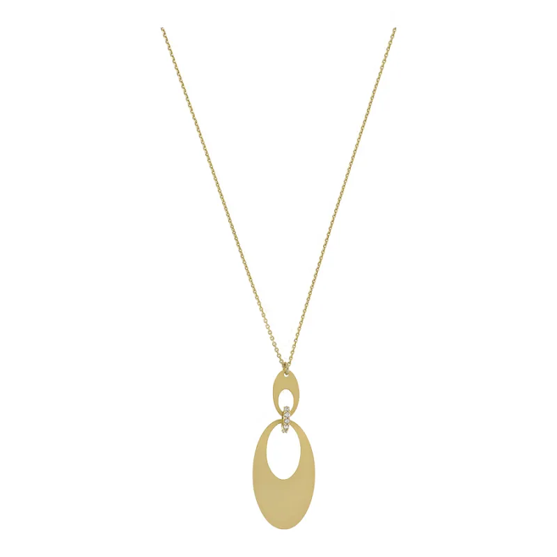 Collana Doppio Pendente Ovale e Rondella Pavè Donna Aquaforte Collana Doppio Pendente Ovale e Rondella Pavè Donna Aquaforte