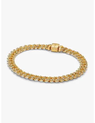 Bracciale Dorato Catena Maglia Cubana Pavè cm.16 Donna Pandora
