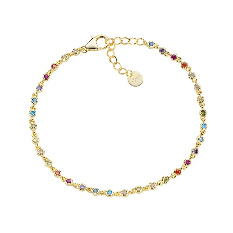 Bracciale Joy Dorato in Lega Amen Zirconi Multicolor Donna Amen Bracciale Joy Dorato in Lega Amen Zirconi Multicolor Donna Amen