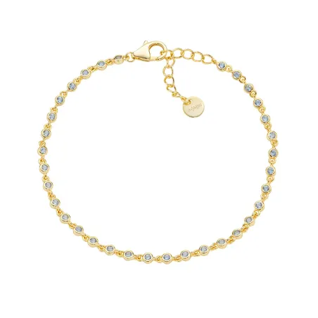 Bracciale Joy Dorato in Lega Amen Zirconi Acquamarina Donna Amen