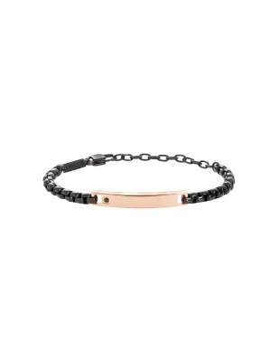 Bracciale Tag and Cross Nero e Oro Rosa TJ3222 Uomo Breil