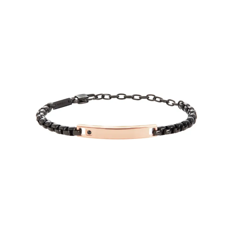 Bracciale Tag and Cross Nero e Oro Rosa TJ3222 Uomo Breil Bracciale Tag and Cross Nero e Oro Rosa TJ3222 Uomo Breil