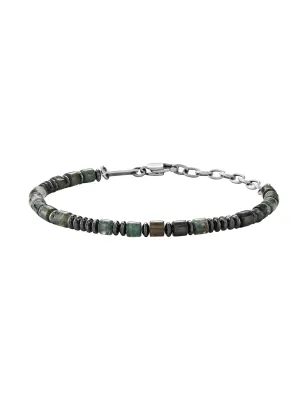 Bracciale Rock Hard Agata Verde ed Ematite TJ4131 Uomo Breil