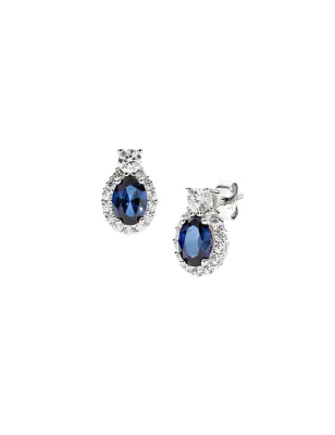 Orecchini Madame in Argento con Zirconi Blu Donna Amen