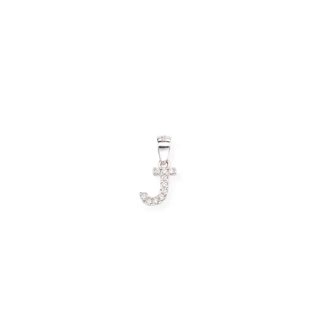 Ciondolo Lettera J in Argento con Zirconi Donna Amen