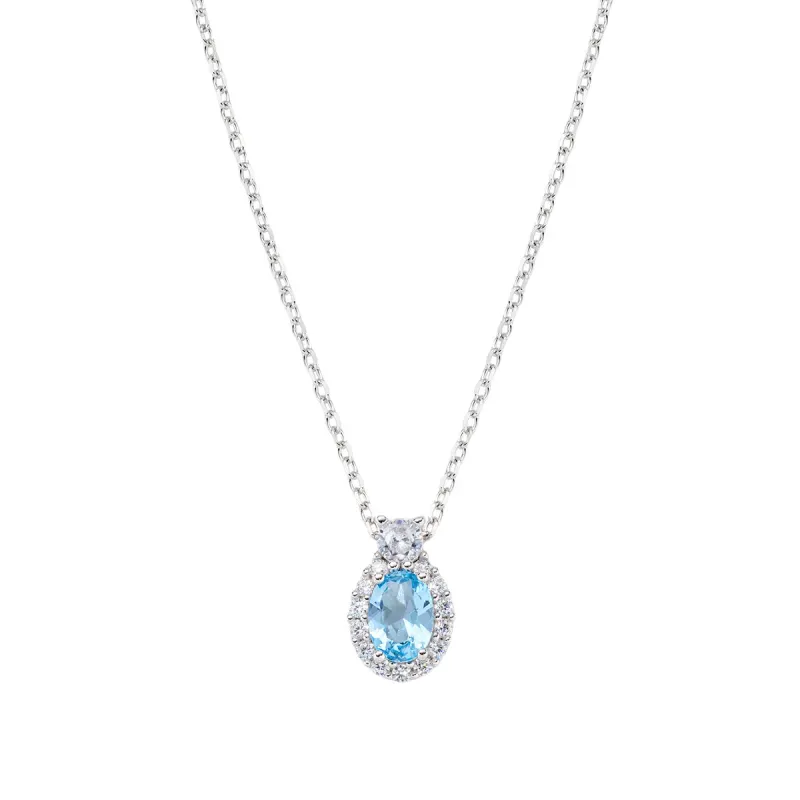 Collana Madame in Argento con Zircone Acquamarina Donna Amen Collana Madame in Argento con Zircone Acquamarina Donna Amen