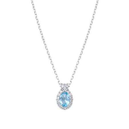 Collana Madame in Argento con Zircone Acquamarina Donna Amen
