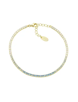 Bracciale Tennis Dorato Zirconi Degradé Azzurri Amen