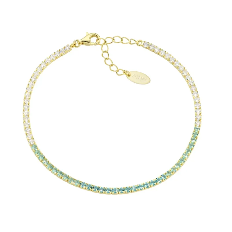 Bracciale Tennis Dorato Zirconi Degradé Verdi Amen Bracciale Tennis Dorato Zirconi Degradé Verdi Amen