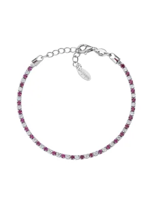 Bracciale Tennis Rodio con Zirconi Bianchi e Rossi Donna Amen