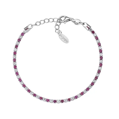 Bracciale Tennis Rodio con Zirconi Bianchi e Rossi Donna Amen