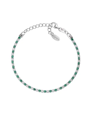 Bracciale Tennis Rodio con Zirconi Bianchi e Verdi Donna Amen