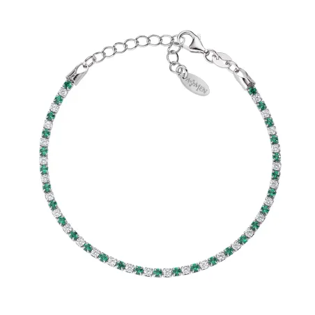 Bracciale Tennis Rodio con Zirconi Bianchi e Verdi Donna Amen