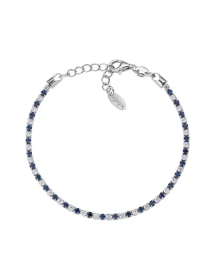Bracciale Tennis Rodio con Zirconi Bianchi e Blu Donna Amen
