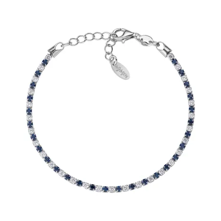 Bracciale Tennis Rodio con Zirconi Bianchi e Blu Donna Amen