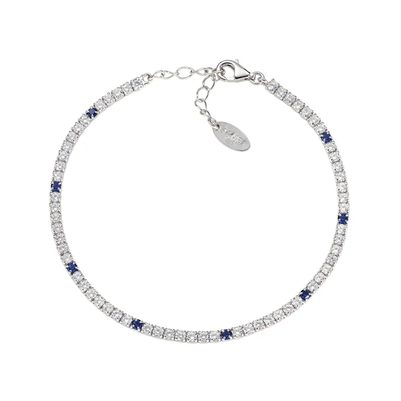 Bracciale Tennis con Zirconi Blu e Bianchi Amen