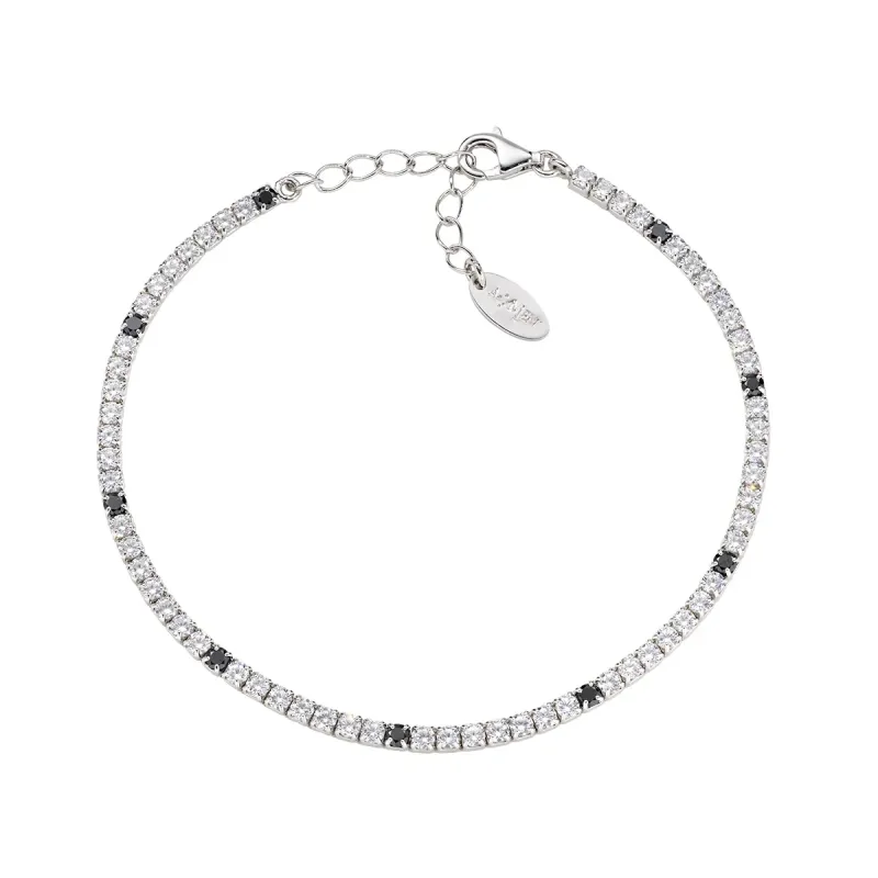 Bracciale Tennis con Zirconi Neri e Bianchi Amen