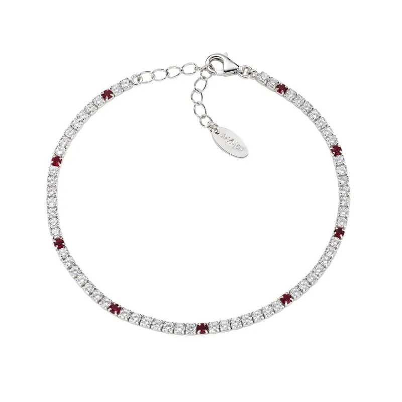 Bracciale Tennis con Zirconi Rossi e Bianchi Amen Bracciale Tennis con Zirconi Rossi e Bianchi Amen