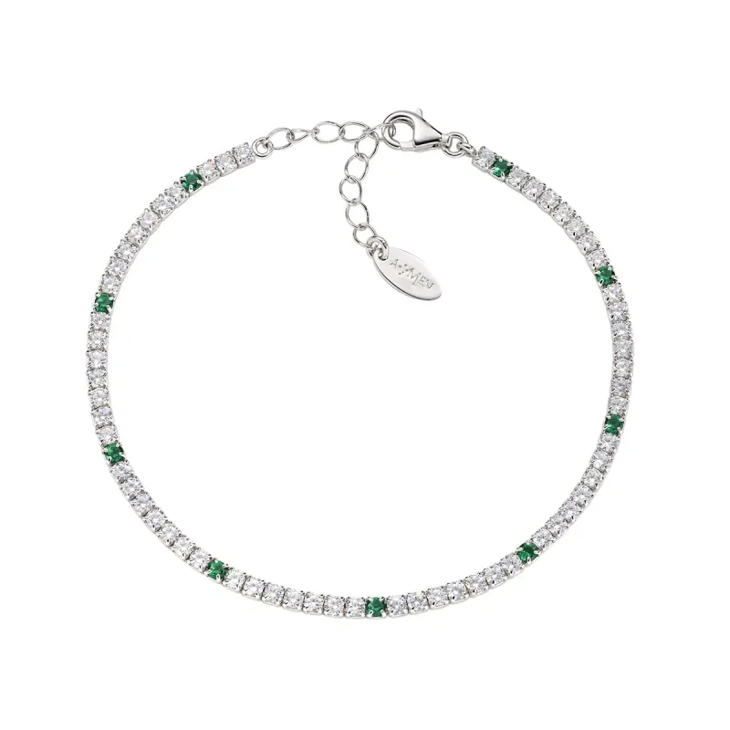 Bracciale Tennis con Zirconi Bianchi e Verdi Amen Bracciale Tennis con Zirconi Bianchi e Verdi Amen
