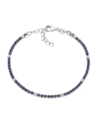Bracciale Tennis Rodio con Zirconi Blu e Bianchi Donna Amen