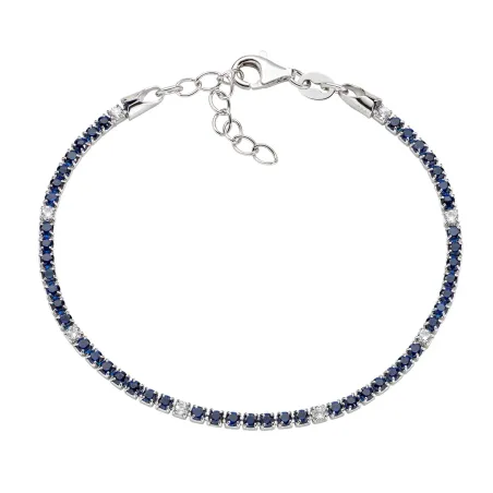 Bracciale Tennis Rodio con Zirconi Blu e Bianchi Donna Amen