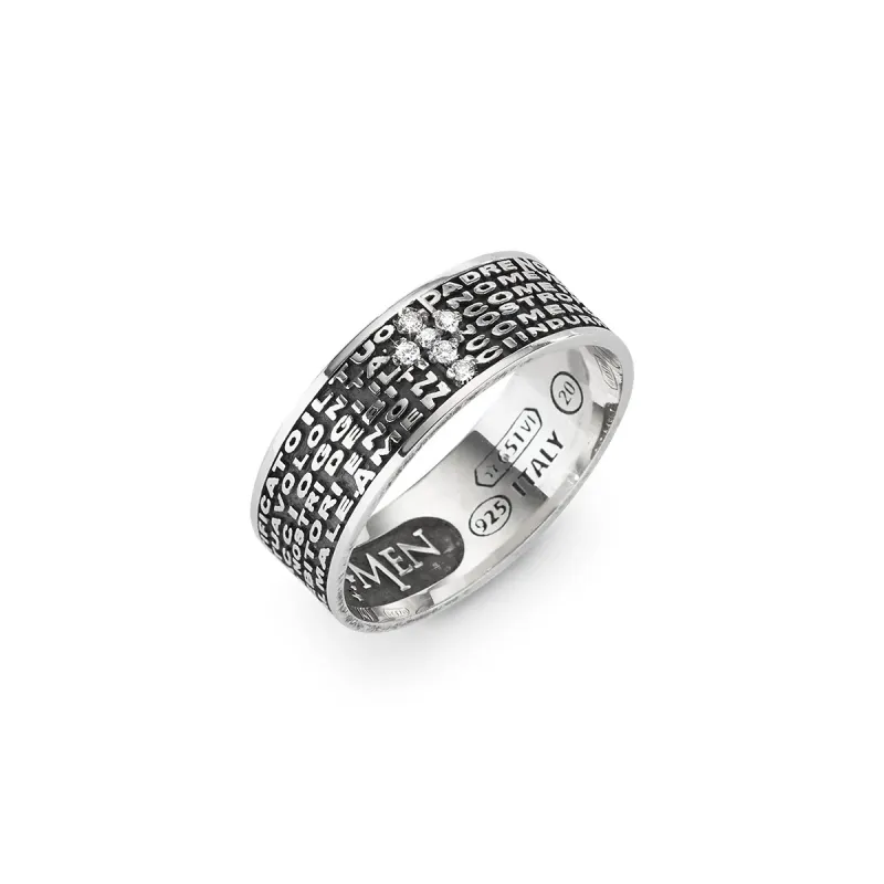 Anello Padre Nostro Brunito Croce Zirconata mis.20 Amen