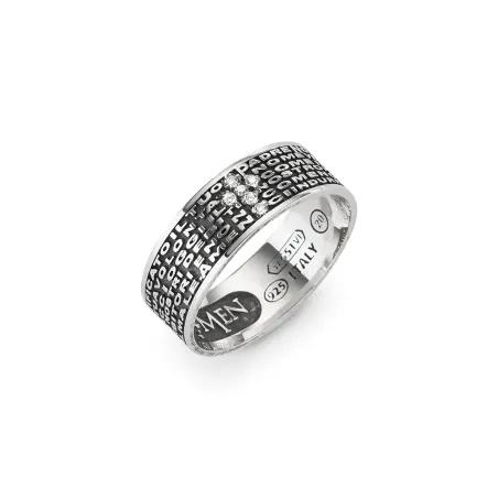 Anello Padre Nostro Brunito Croce Zirconata mis.20 Amen