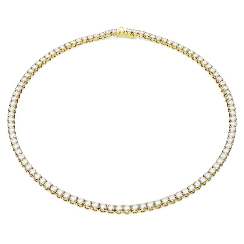 COLLANA TENNIS BIANCA PLACCATA COLOR ORO SWAROVSKI COLLANA TENNIS BIANCA PLACCATA COLOR ORO SWAROVSKI