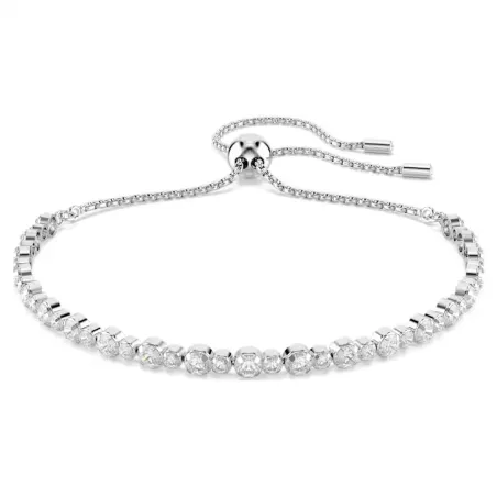 Bracciale Tennis Matrix, Bianco Placcato Rodio Donna Swarovski