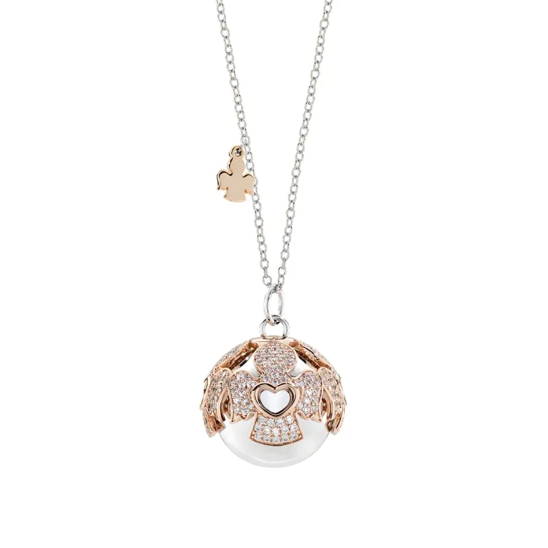 Collana Chiama Angeli in Acciaio Rosé e Rodio Donna Amen Collana Chiama Angeli in Acciaio Rosé e Rodio Donna Amen