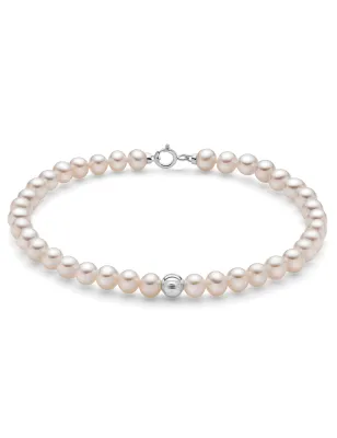 Bracciale Perle 4,5-5 mm Sfera Oro Bianco PBR3857 Donna Miluna