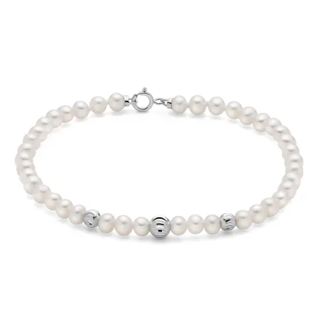 Bracciale Perle 4,5-5 mm 3 Sfere Oro Bianco PBR3860 Donna Miluna