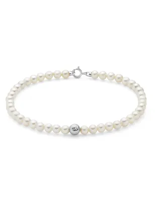 Bracciale Perle 4-4,5 mm Sfera Oro Bianco PBR3713 Donna Miluna