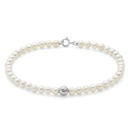 Bracciale Perle 4-4,5 mm Sfera Oro Bianco PBR3713 Donna Miluna
