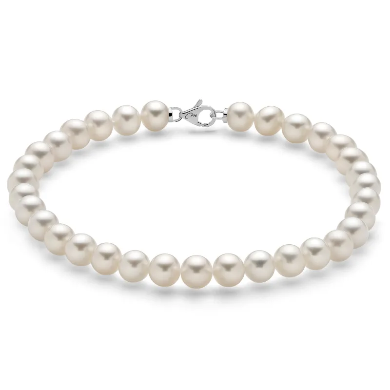Bracciale Filo Perle 5-5,5 mm Oro Bianco PBR1674V Donna Miluna Bracciale Filo Perle 5-5,5 mm Oro Bianco PBR1674V Donna Miluna
