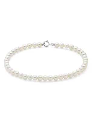 Bracciale Filo Perle 4-4,5 mm Oro Bianco PBR3731 Donna Miluna
