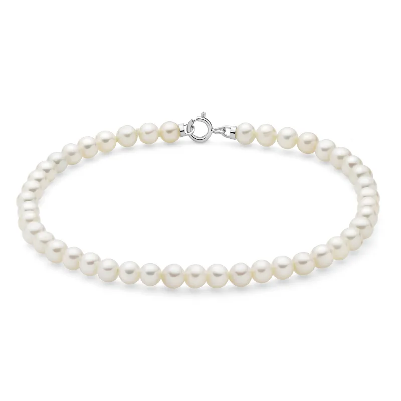 Bracciale Filo Perle 4-4,5 mm Oro Bianco PBR3731 Donna Miluna