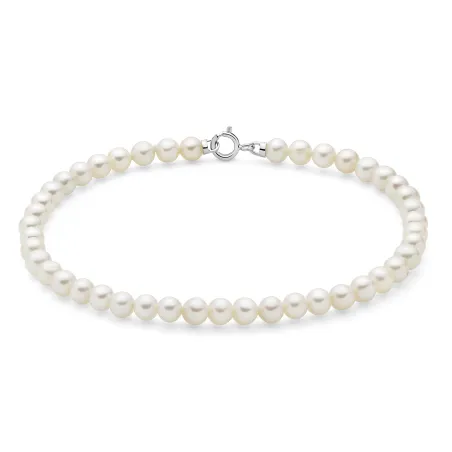 Bracciale Filo Perle 4-4,5 mm Oro Bianco PBR3731 Donna Miluna