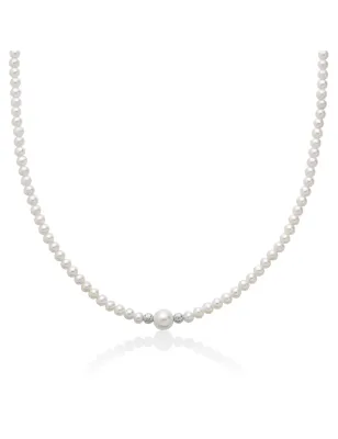 Collana Perla Centrale 7,5-8 mm Oro Bianco PCL6748 Donna Miluna