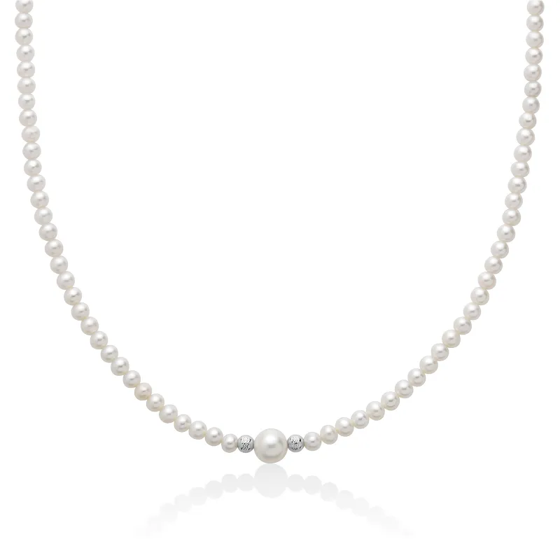 Collana Perla Centrale 7,5-8 mm Oro Bianco PCL6748 Donna Miluna